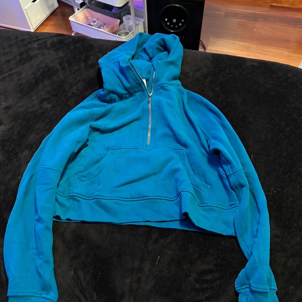 Teal Cropped Hoodie
